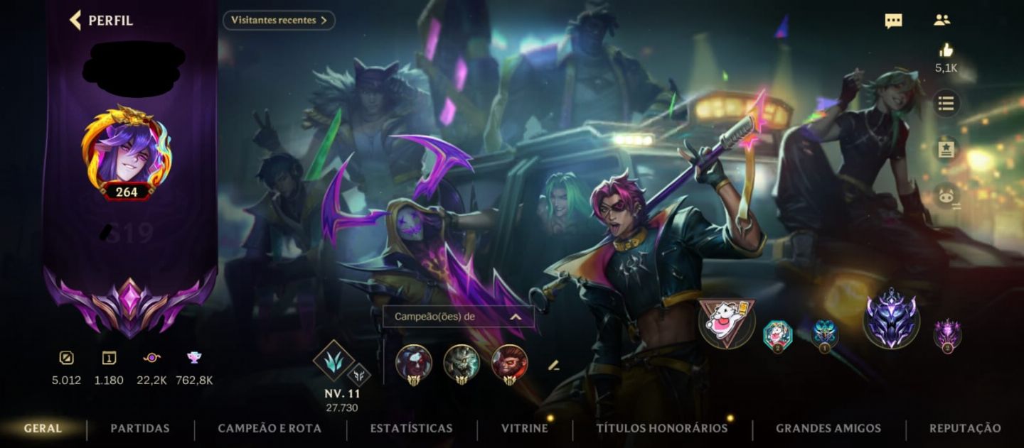 CONTA MONO KAYN - MAIN JUNGLE - RANK MAIS ALTO MESTRE