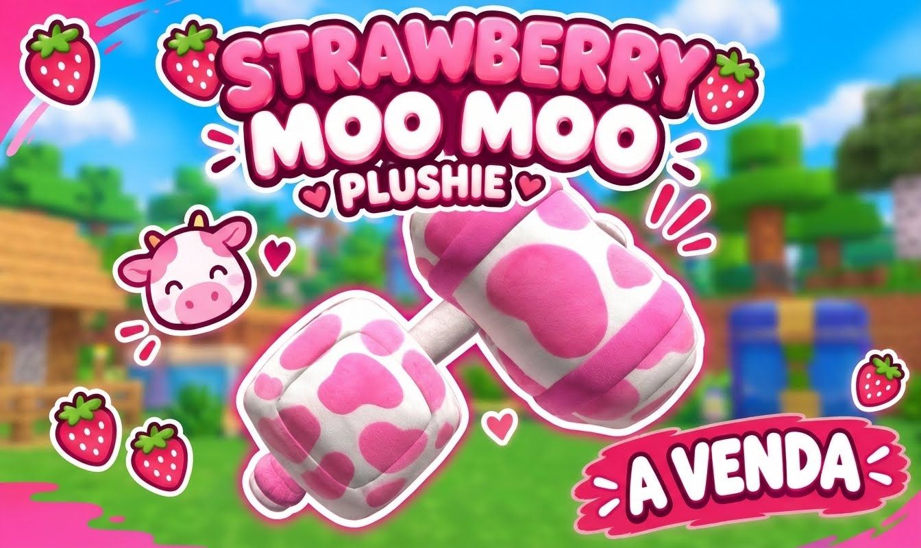 STRAWBERRY MOO MOO PLUSHIE - MAIS BARATA DA GGMAX