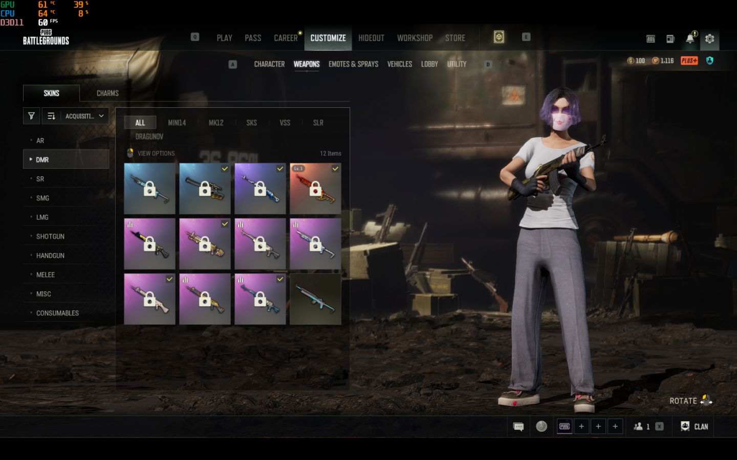 (CONTA PUBG ) BERYL DRAGÃO + CROMMA + AUG NEON + MINI14 NATAL