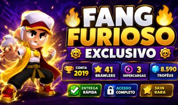 RARIDADE! CONTA BRAWL STARS 2019 COM FANG FURIOSO EXCLUSIVO | 41 BRAWLERS