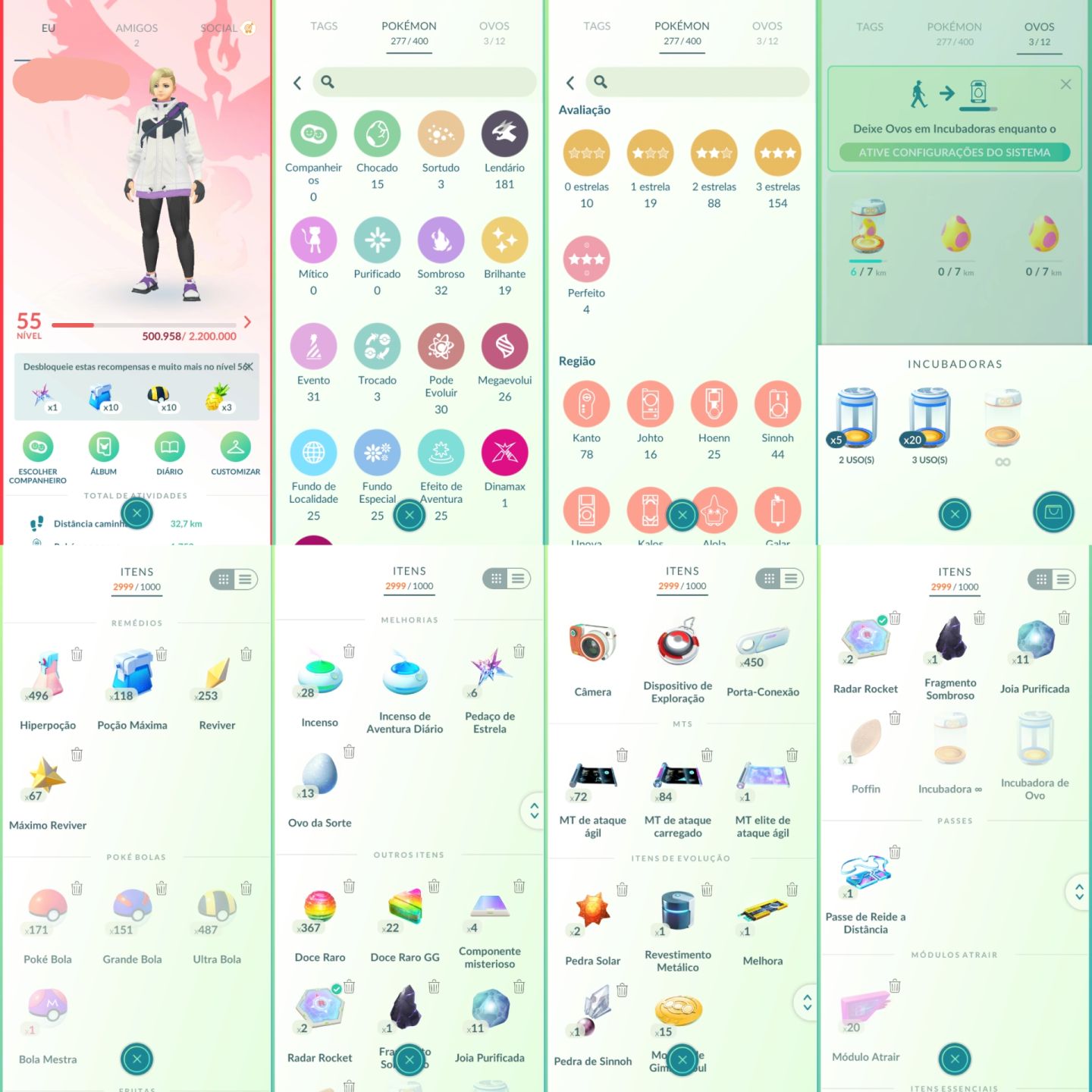 CONTA COLECIONADOR COM SHUNDO +12 LENDÁRIOS SHINY 3 100% E MT FUNDO - POKEMON GO