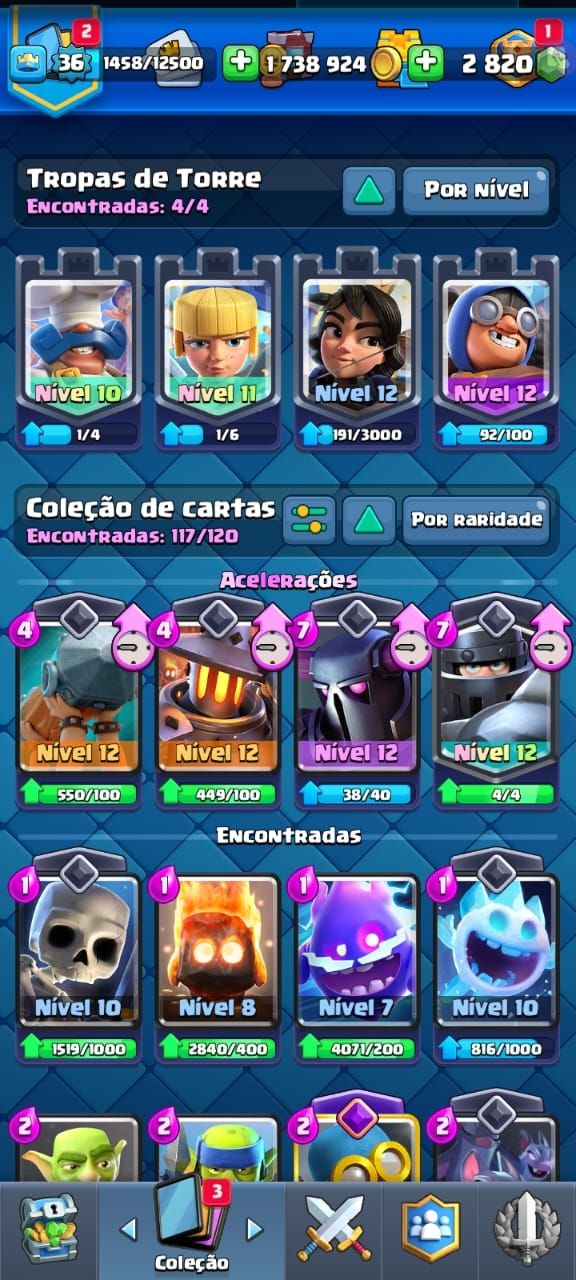 CONTA DE CLASH ROYALE LEVEL 36 COM 2K800DE GEMA E MUITAS EVOLUÇÕES!!!