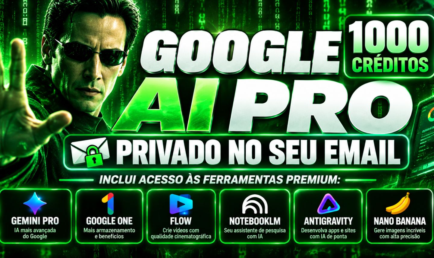 CONTA BARATA GEMINI PRO + GOOGLE ONE + NANO BANANA + VEO +5TB DRIVE + NOTEBOOKLM