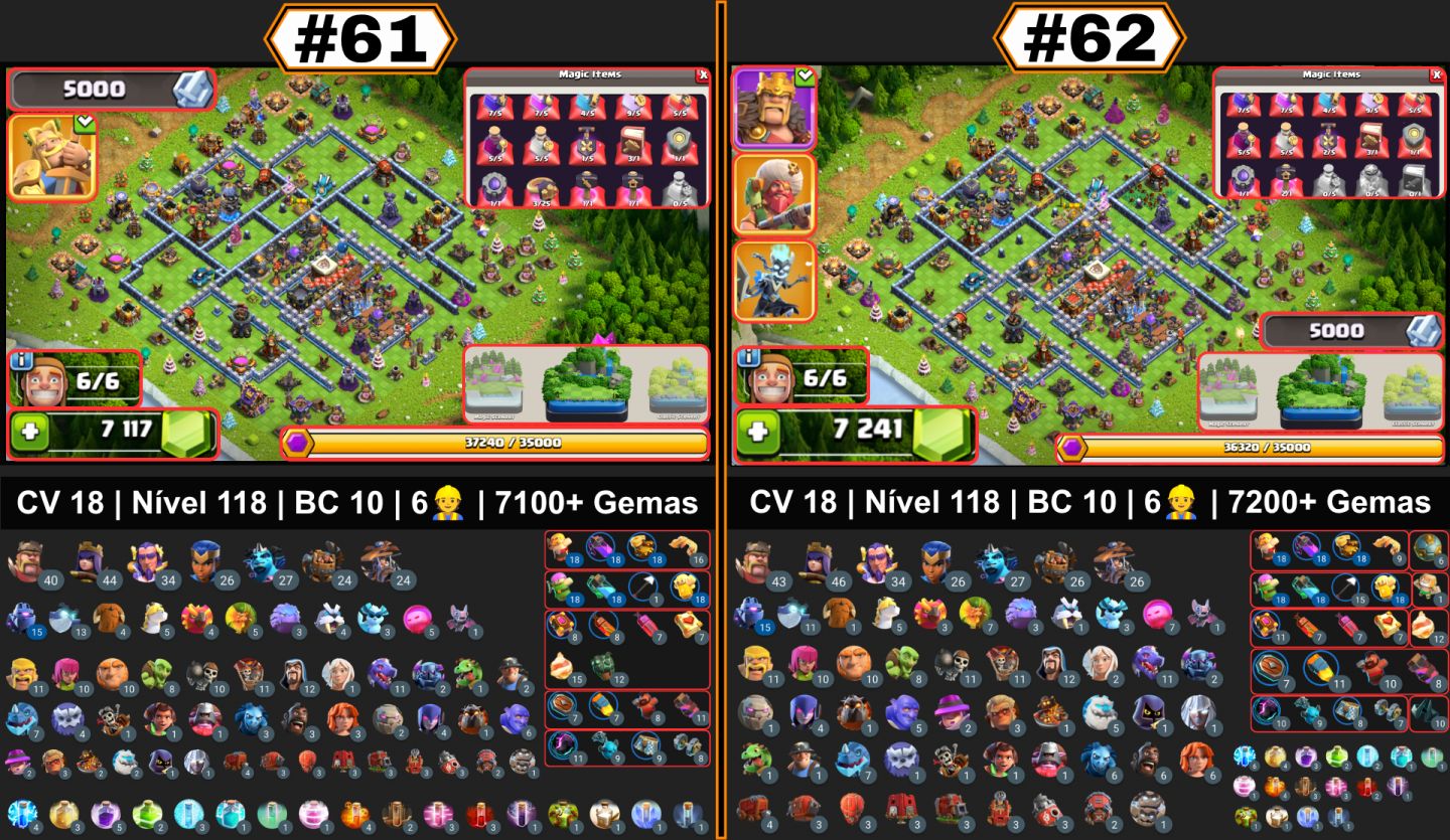 CONTAS CLASH OF CLANS | CVS UPADOS, FULL, SEMI-FULL, RUSHADOS, CLÃS, SKINS
