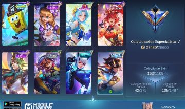 Conta mobile legends com 163 skins