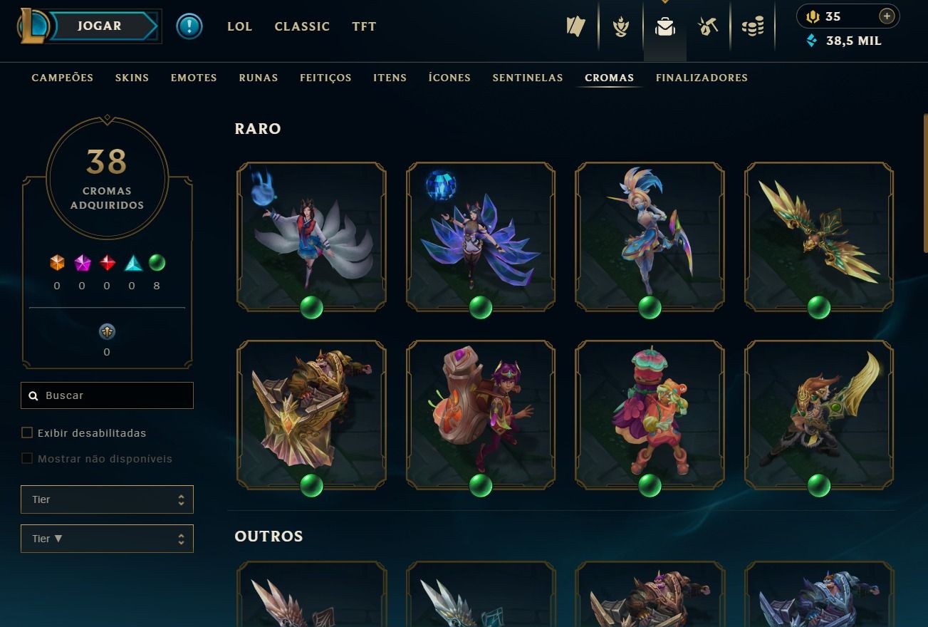 CONTA DE 2020 - 129 SKINS - LVL 328 - TODOS CAMPEÕES - 38K DE EA - 38 CROMAS