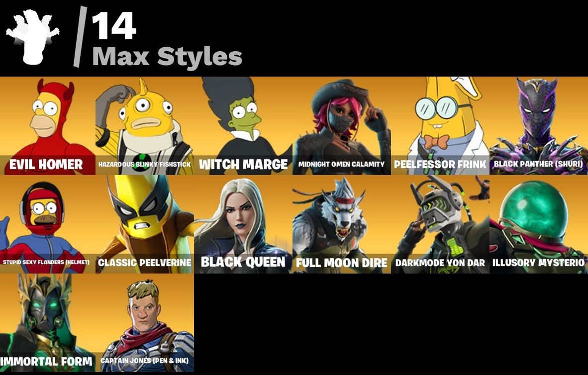 CONTA FORTNITE 48 SKINS / ARTEMIS / JOLTARA / INFERNO SKELETON / MARGE SIMPSOM