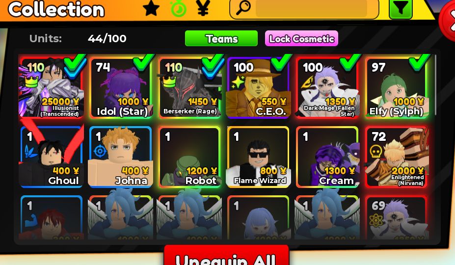 CONTA DE ANIME ADVENTURES COM AIZEN UNIQUE E GUTS UNIQUE