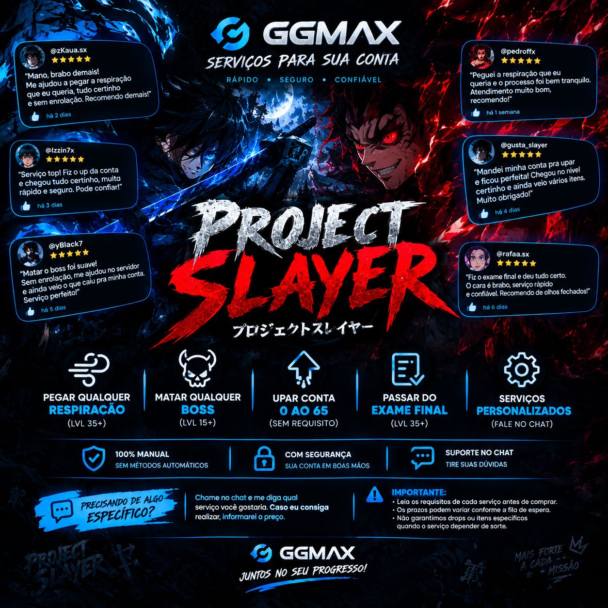 Project Slayers - 0% de riscos de banimento de conta tudo feito a mão