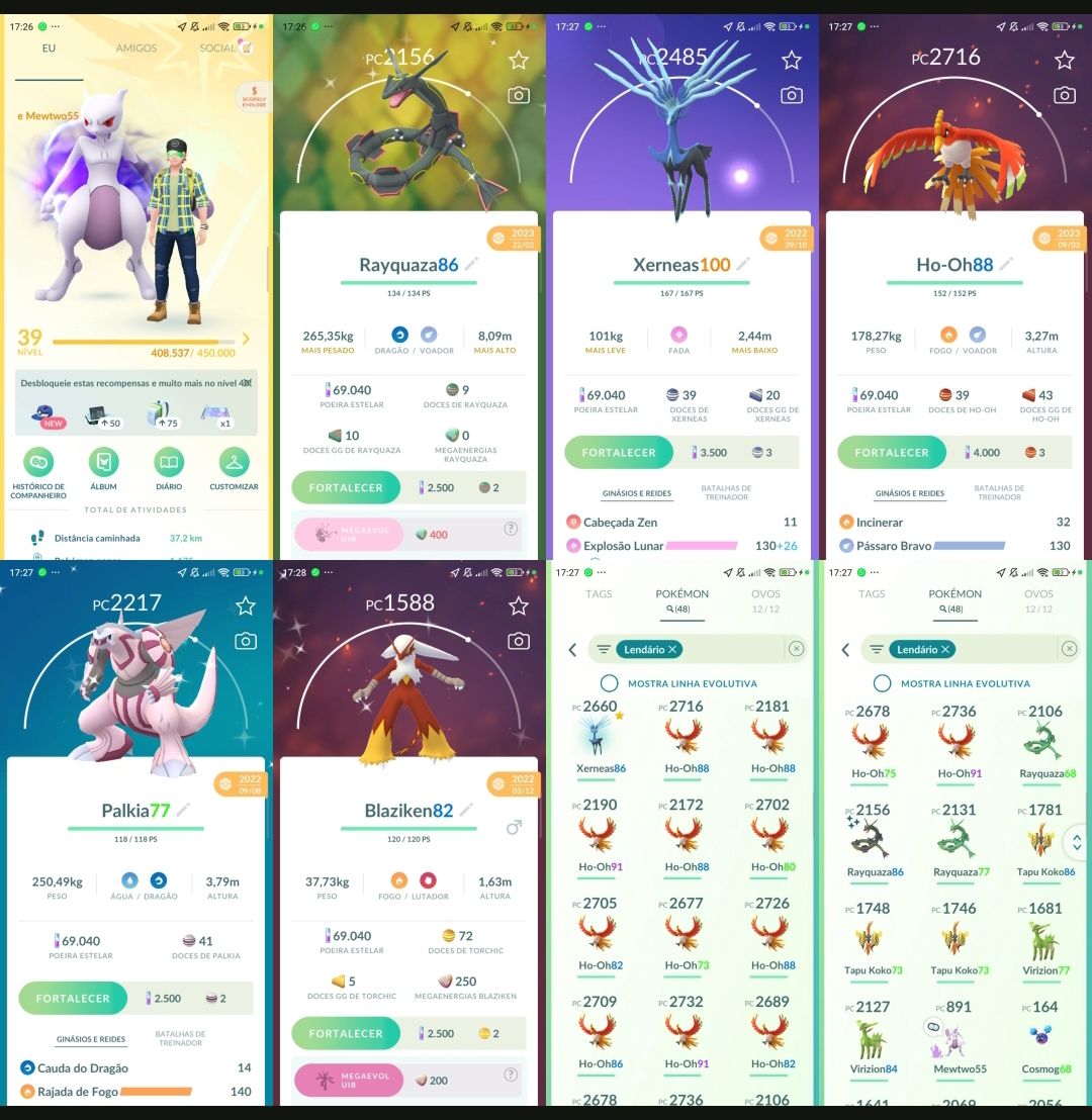 POKÉMON GO LVL 39| 48 LENDÁRIOS | 18 shiny | Xerneas 100% | L007