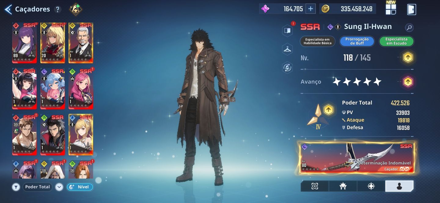 Solo leveling: 156 Nivel, 169k de núcleo modo história apenas 18%