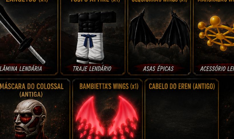 Itens raros aotr, toji atirre, Bambi wings, ulq wings, maho whell