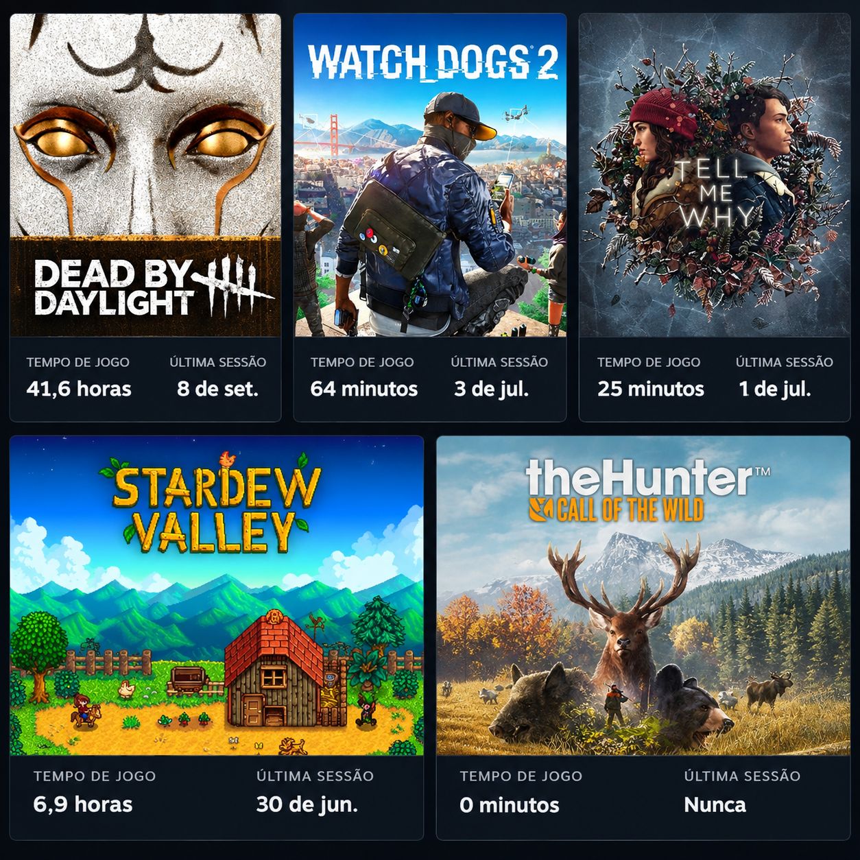 Steam Dead by Daylight|Watch Dogs 2 |Stardew Valley |theHunter call of the wild