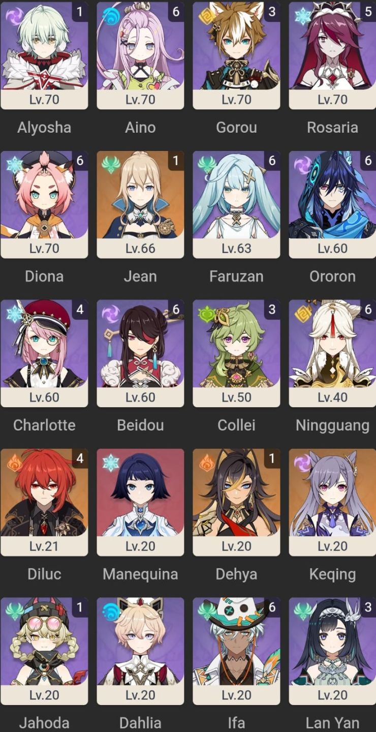 Conta de genshin, arlechino c3 e mais