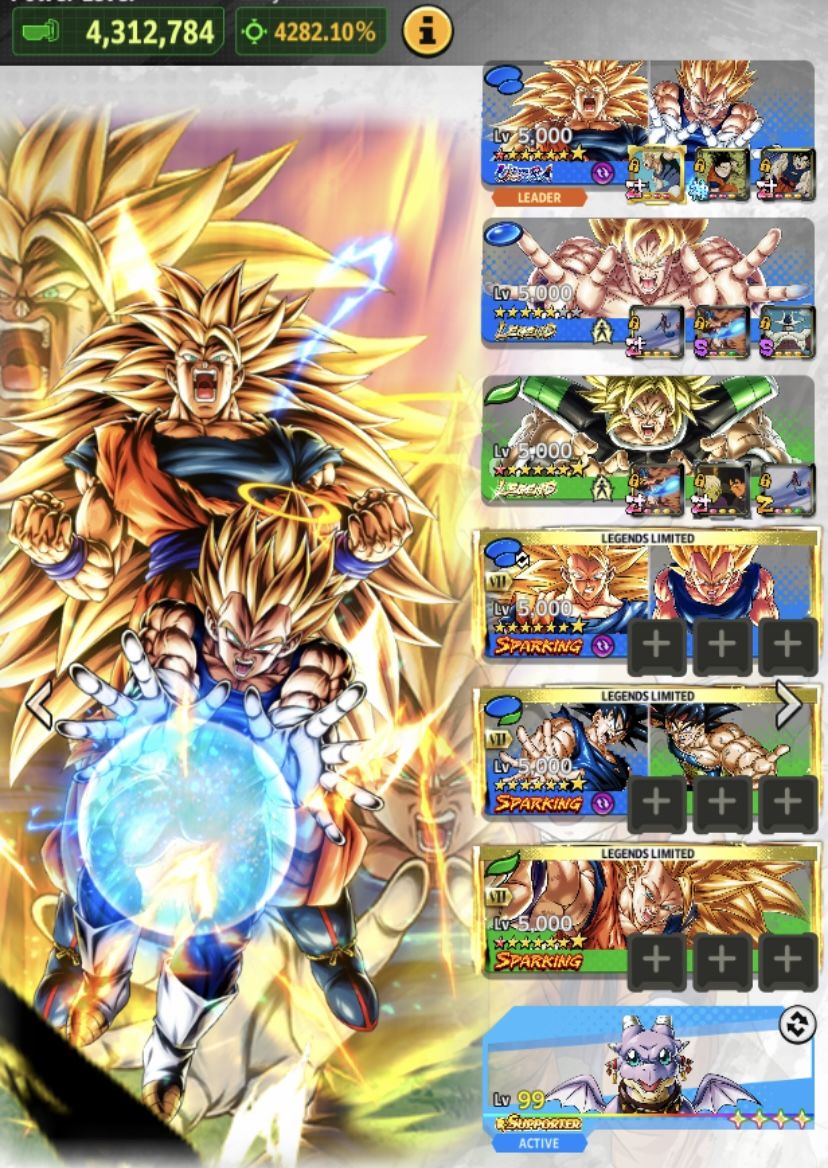 Conta dragon ball legends com vários legends e ultra + squadra de brinde