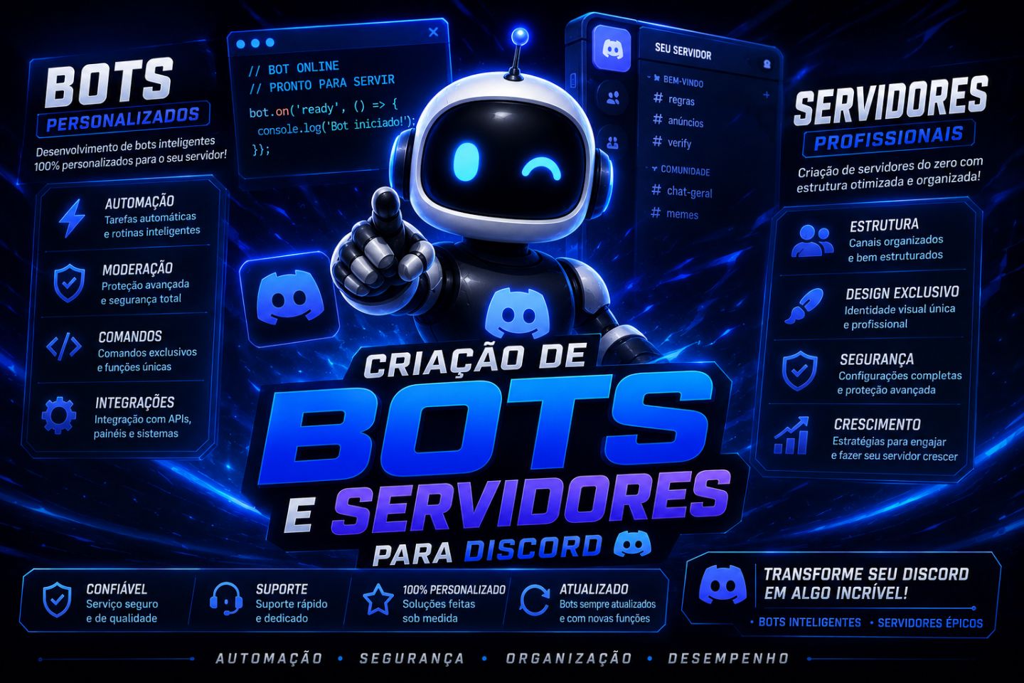 [PROMOÇÃO] CRIO BOT PARA DISCORD, E CRIO SEU SERVIDOR NO DISCORD !