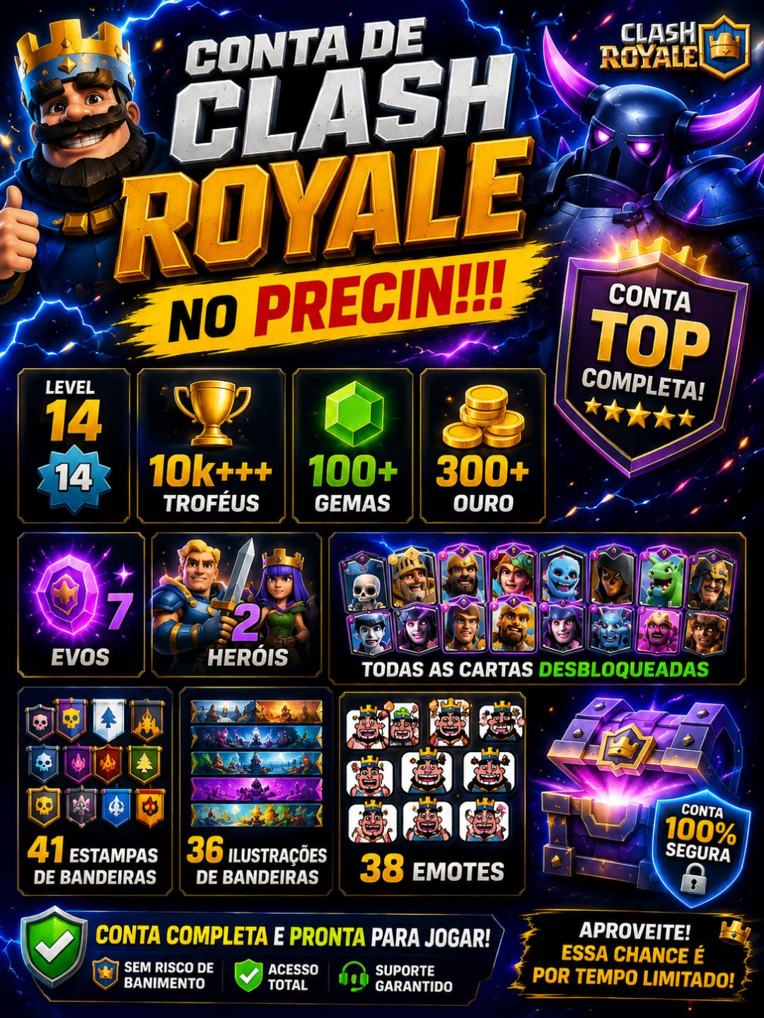 CONTA DE CLASH ROYALE NO PRECIN - ARENA 25