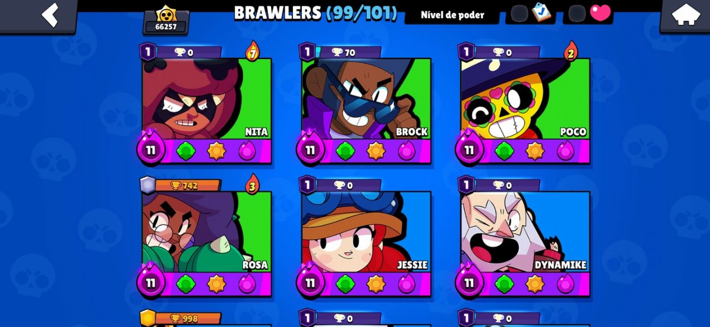 CONTA BRAWL STARS 65K+ | 99 BRAWLERS | SKINS EXCLUSIVAS | LIGA LENDÁRIA MÁX.
