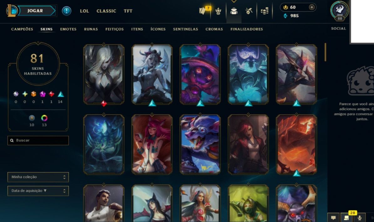 Conta 2014 com 80 champs e 41 skins