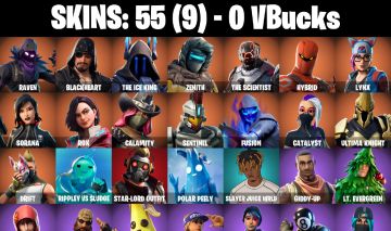 CONTA FORTNITE COM 55 SKINS RAVEN/ROX/PEELY/SUN STRIDER/TROG/ONESIE/SIDEWINDER/