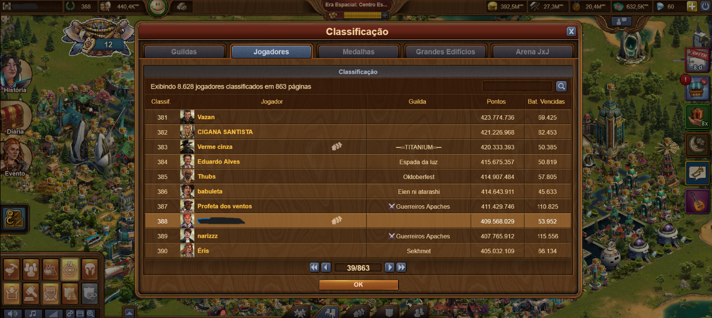 Conta no FoE Forge of Empires na Era Centro Espacial