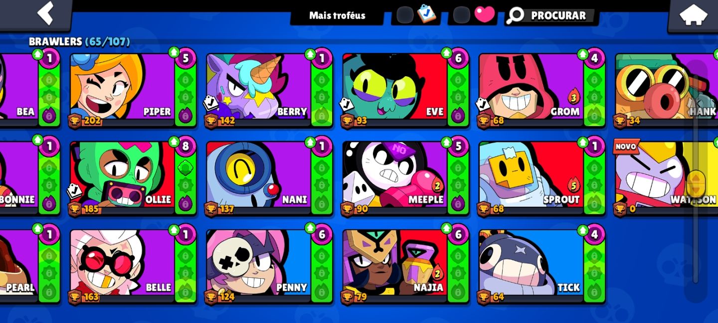 CONTA DE BRAWL STARS COM 20 K DE TROFEUS E MAIS DE 60 BRAWLERS