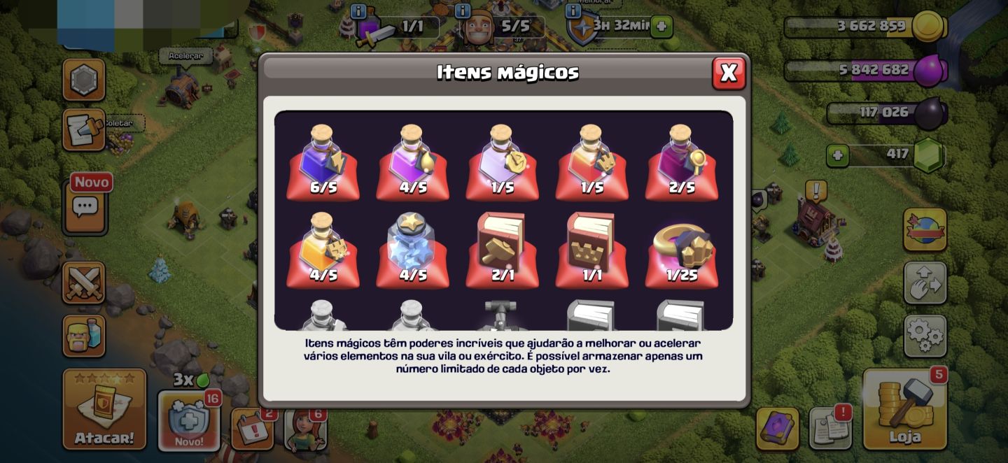 Conta Clash CV11 + Recursos + Gemas + Itens Mágicos