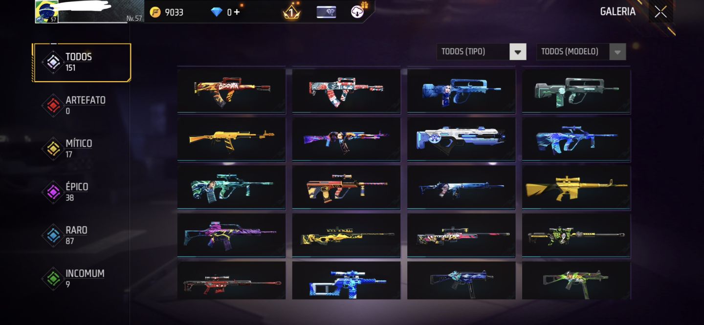 Conta Free Fire Antiga Nível 57 Para Pessoas Exigentes Cheia de Roupas e itens