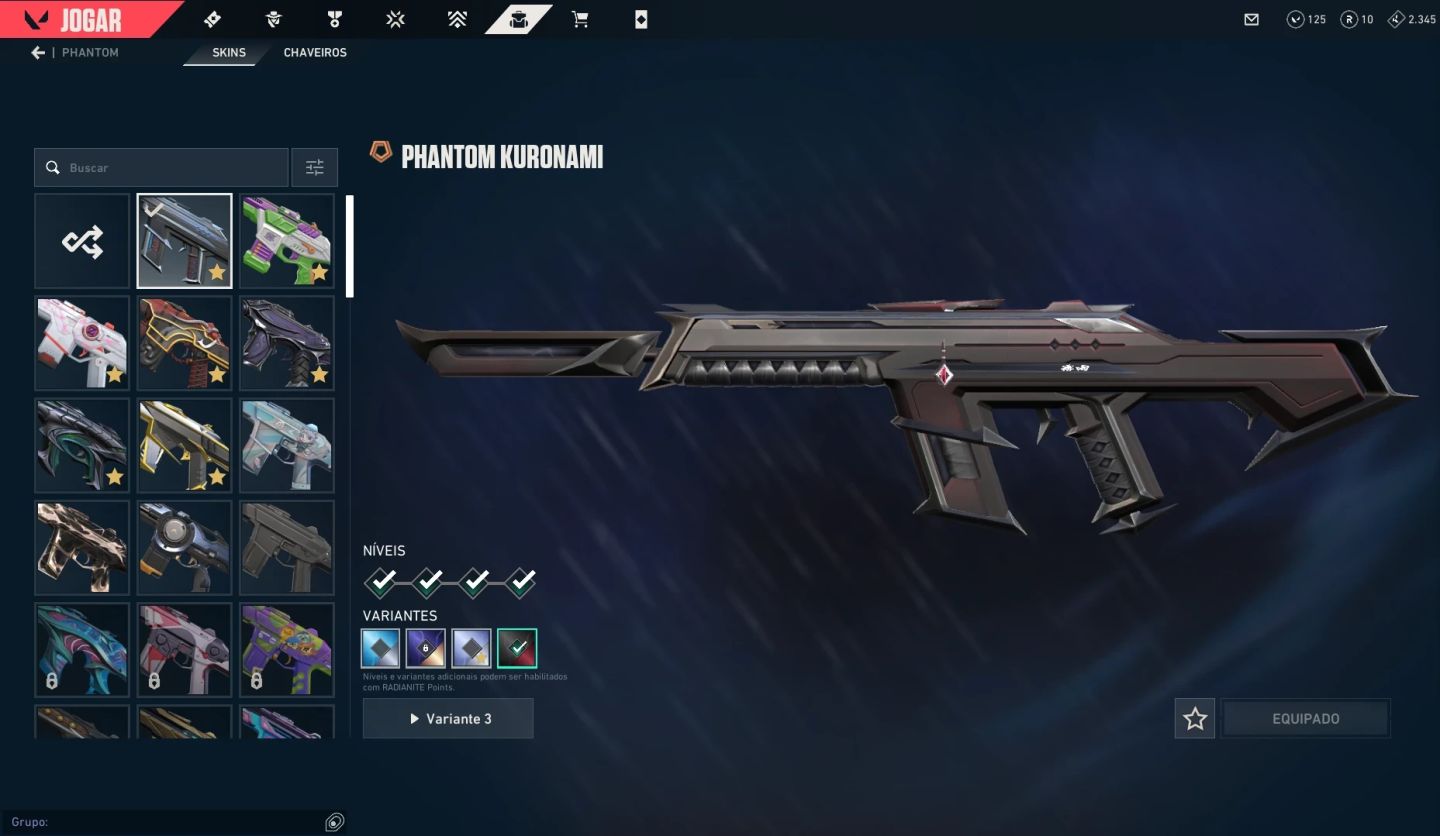 Conta Valorant- 3K R$ Gasto - Ex Imortal 1 - Coleção Toda Kuronami - Full Acesso