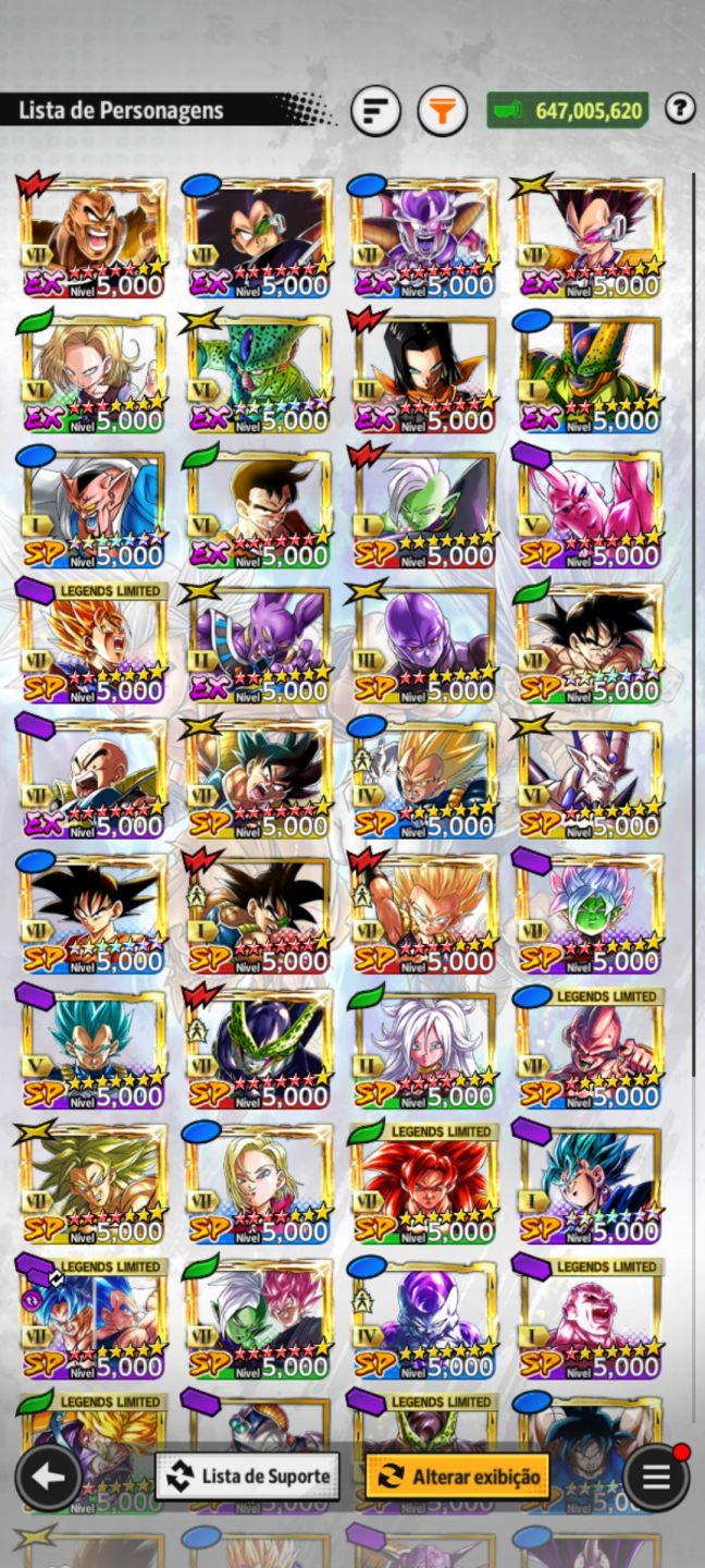 Conta end game dragon ball legends com 12 ultras