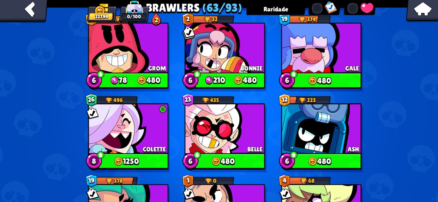 Conta antiga Brawl Stars com skins raras e colabs!!