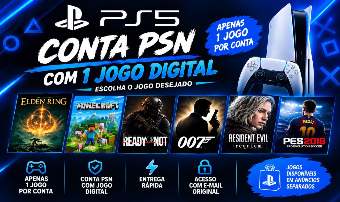 CONTA PSN PS5 COM 1 JOGO DIGITAL ESCOLHA O JOGO DESEJADO