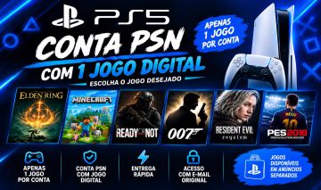 CONTA PSN PS5 COM 1 JOGO DIGITAL ESCOLHA O JOGO DESEJADO