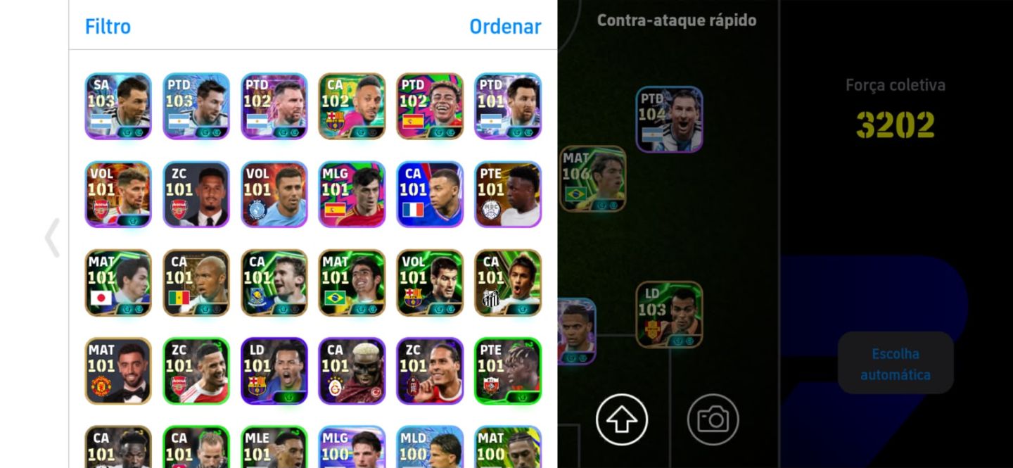 Conta eFootball 3202 | Elenco Forte | Messi + Cartas Especiais