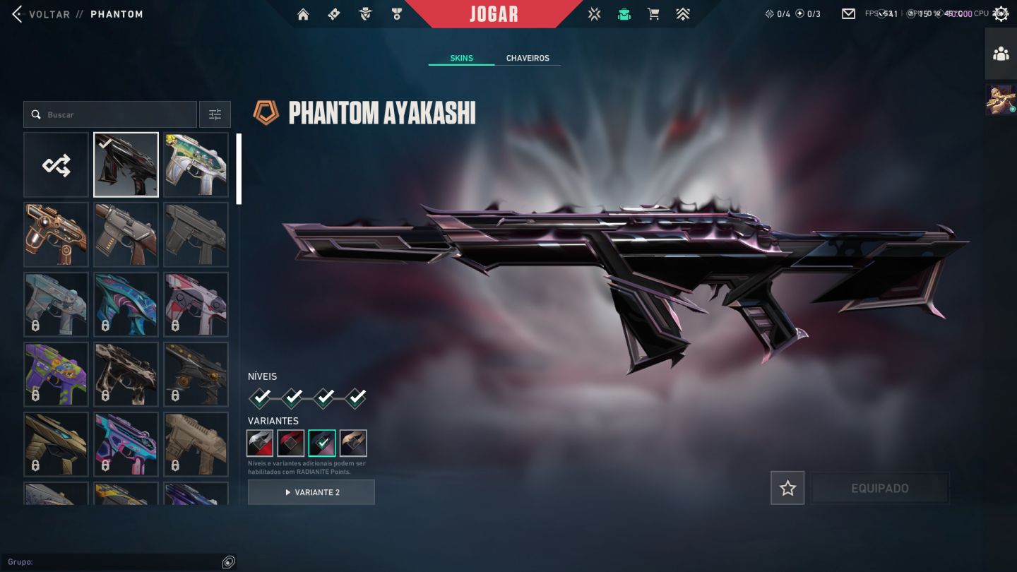 CONTA VALORANT LVL 232 | PLATINA | RGX + GAIA + GLITCHPOP + FACAS | FULL ACESSO