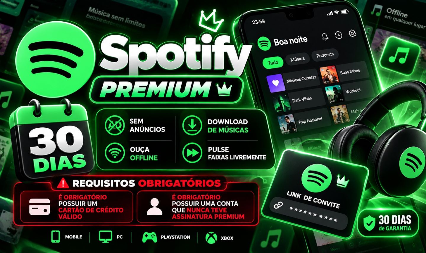 Spotify Premium 30 Dias | Link Convite | Exige Cartão de Crédito!ENTREGA MANUAL