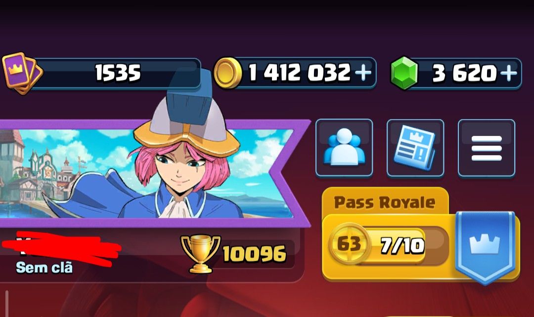 Conta Clash Royale level 1530 e 10090 troféus