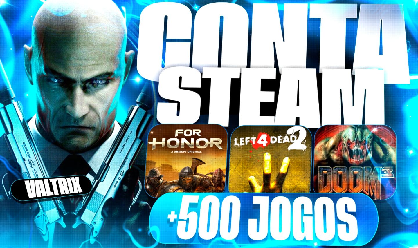 +500 JOGOS STEAM | CONTA OFFLINE PARA PC HITMAN 2 FOR HONOR DOOM 3