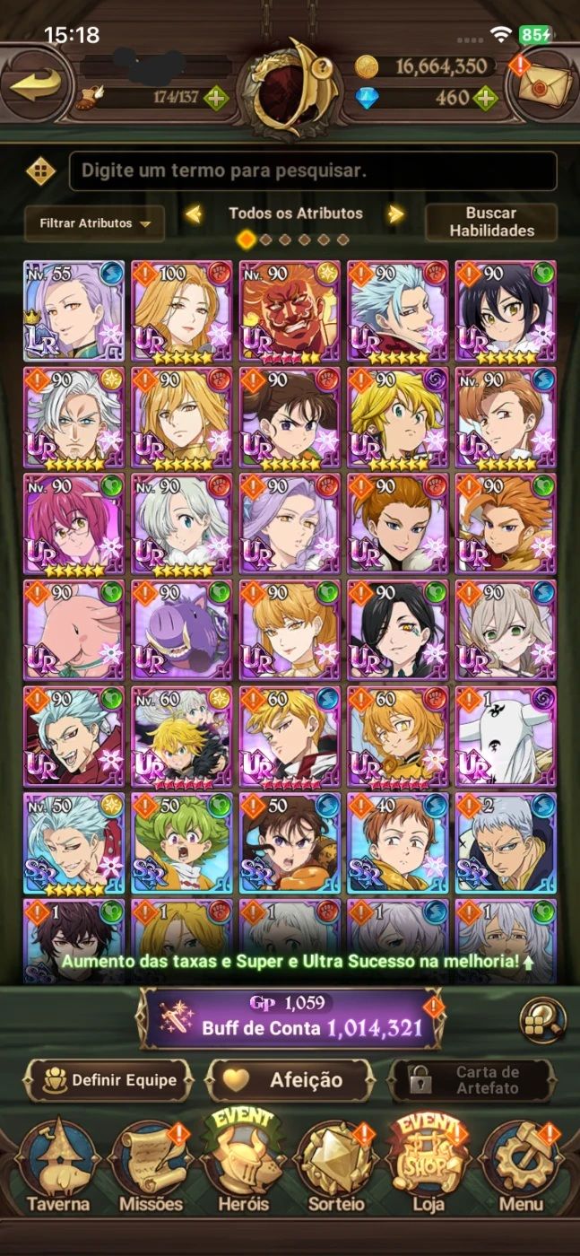 Conta starter com Elizabeth e Meliodas e Mael ur