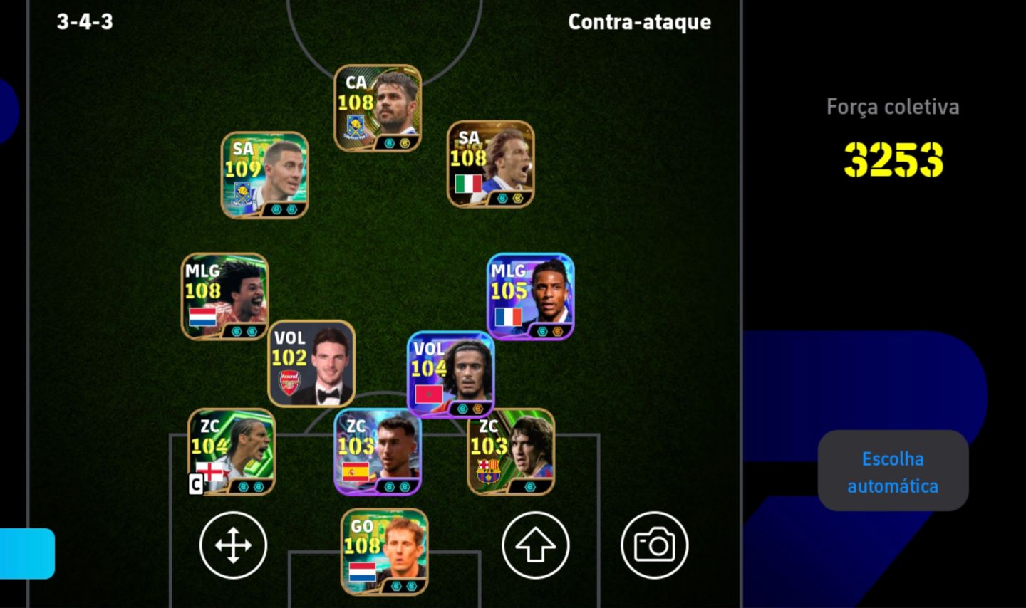 Conta efootball- Gullit (108) Hazard (109) Del Piero Big time (108) Olise (105)