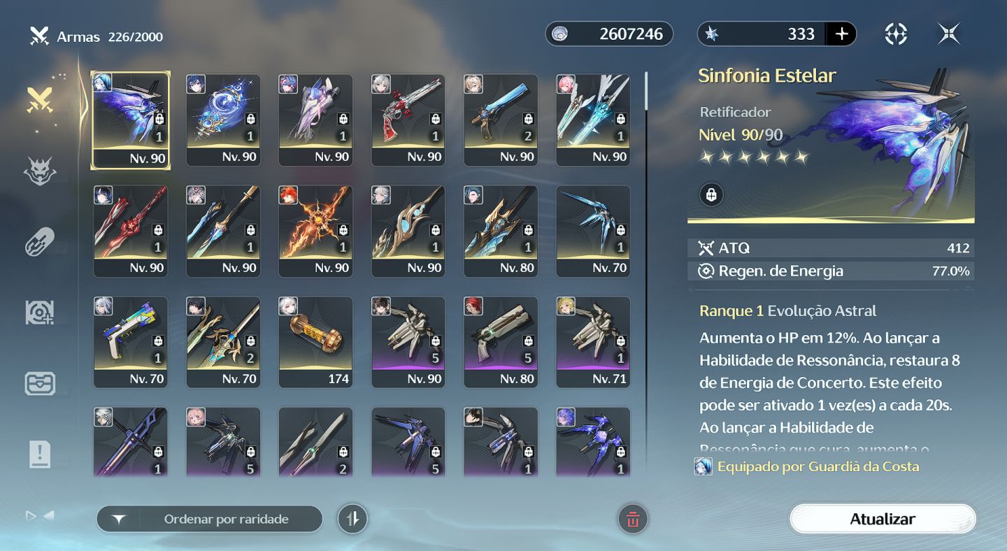 Conta Wuwa - UL 80 | 20 T5 (Yangyang Xuanling, Aemeath, Lynae,etc) | 14 armas T5