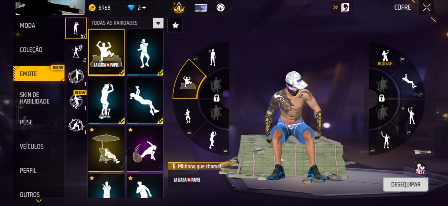 Conta de Free Fire Gemada , com Mandela e armas atributadas a venda