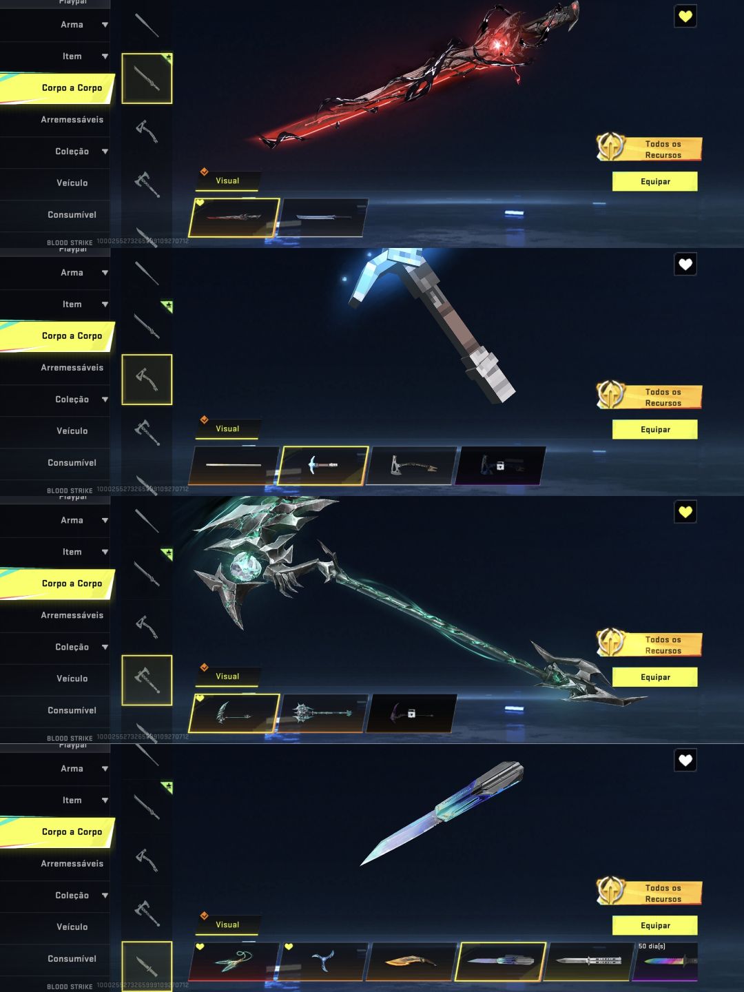 CONTA BLOOD STRIKE COM VÁRIAS SKINS ETERNA E EVO