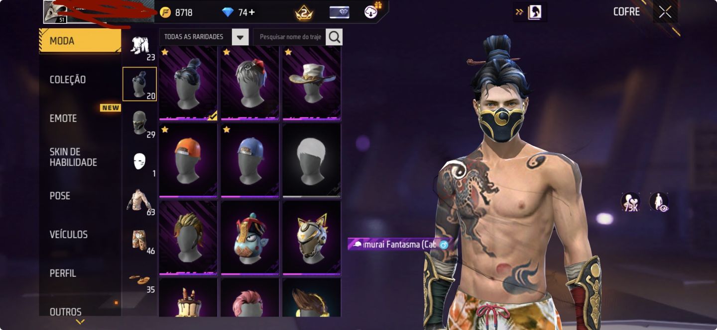 CONTA ANTIGA DE FREE FIRE COM MAIS DE 7 ANOS E DIVERSAS SKINS