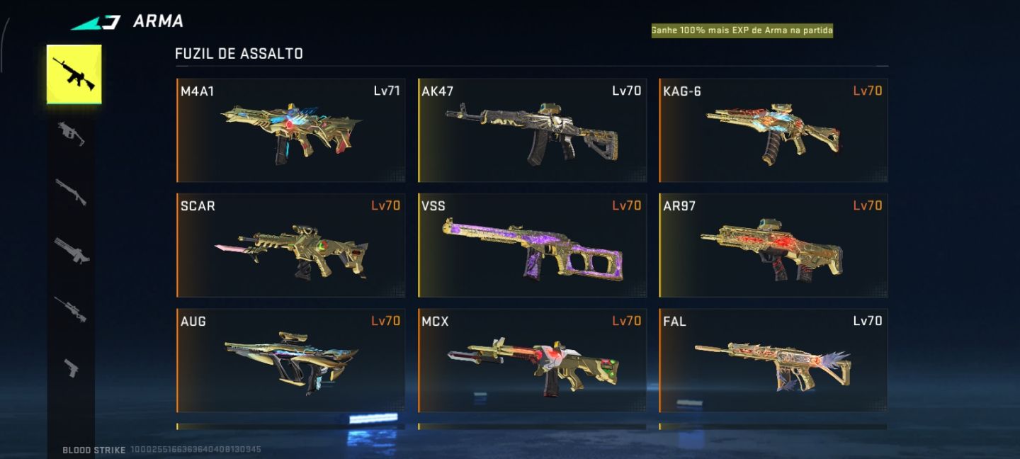PRA SAIR RÁPIDO!! Conta Blood com 30+ skins de armas de abate