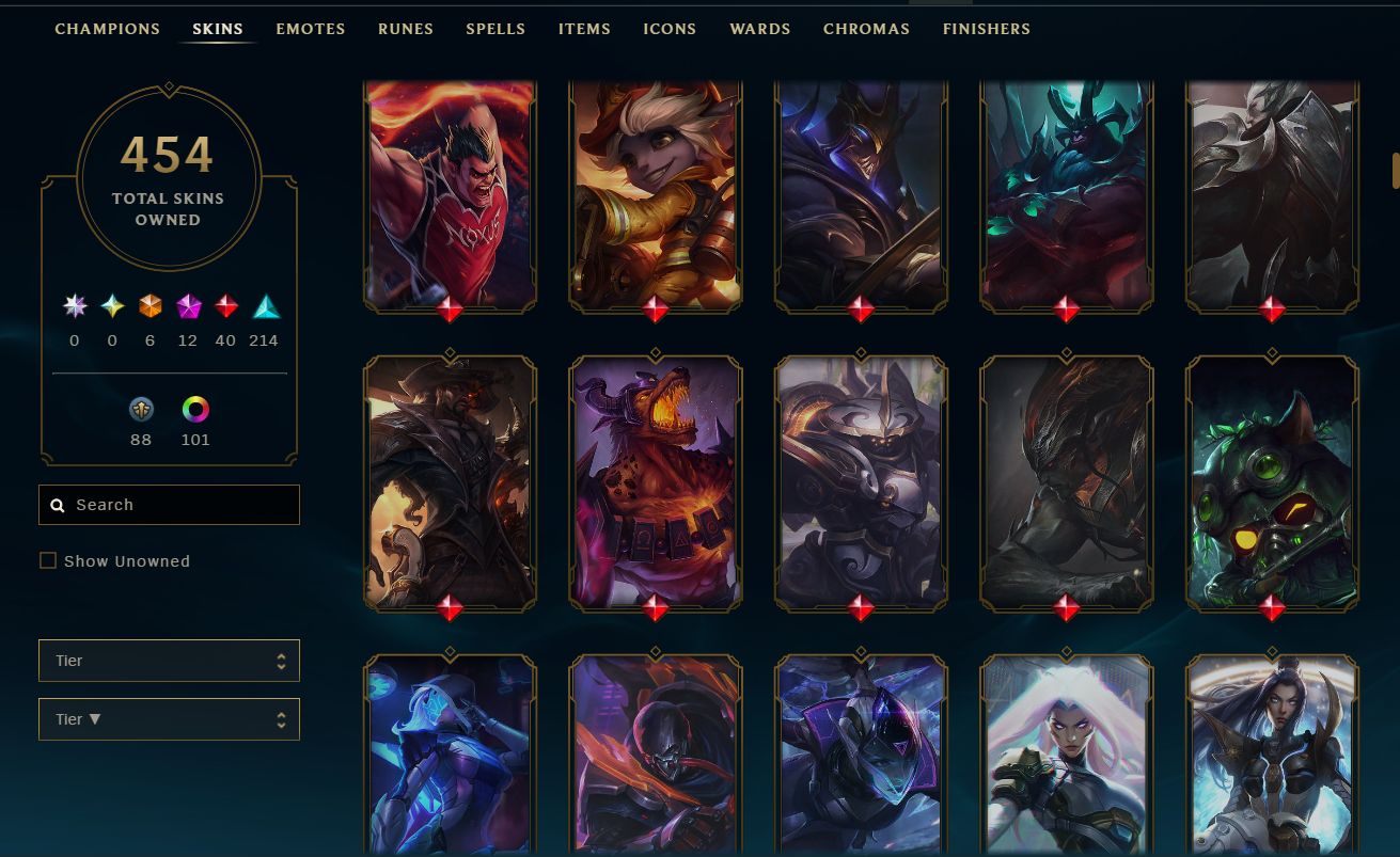Conta League Of Legends Level 785 com 454 skins boas