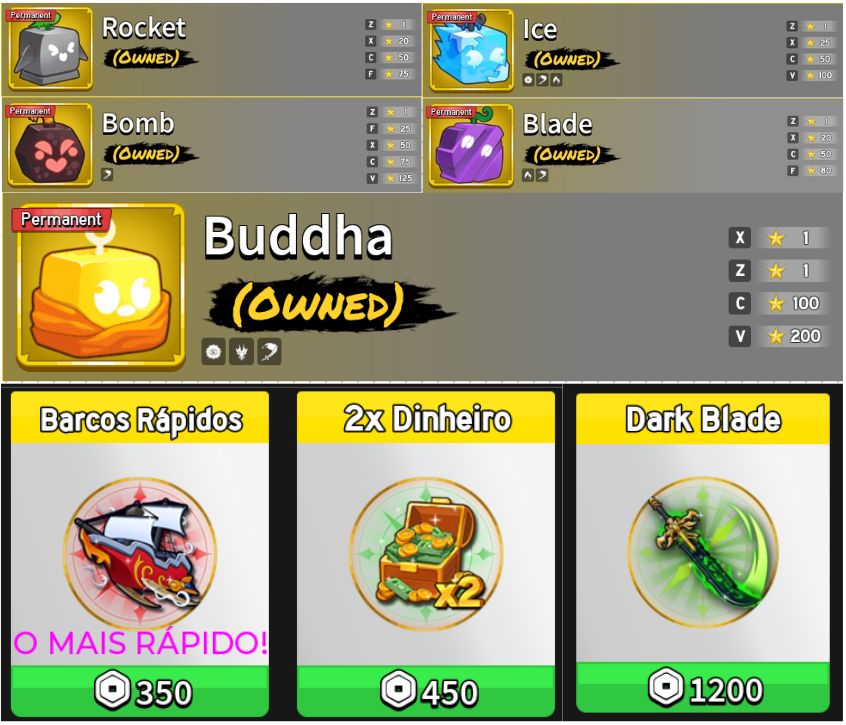 Conta de Blox fruits Completa com Buddha Perm, Dark blade e muitas Gamepass e v4
