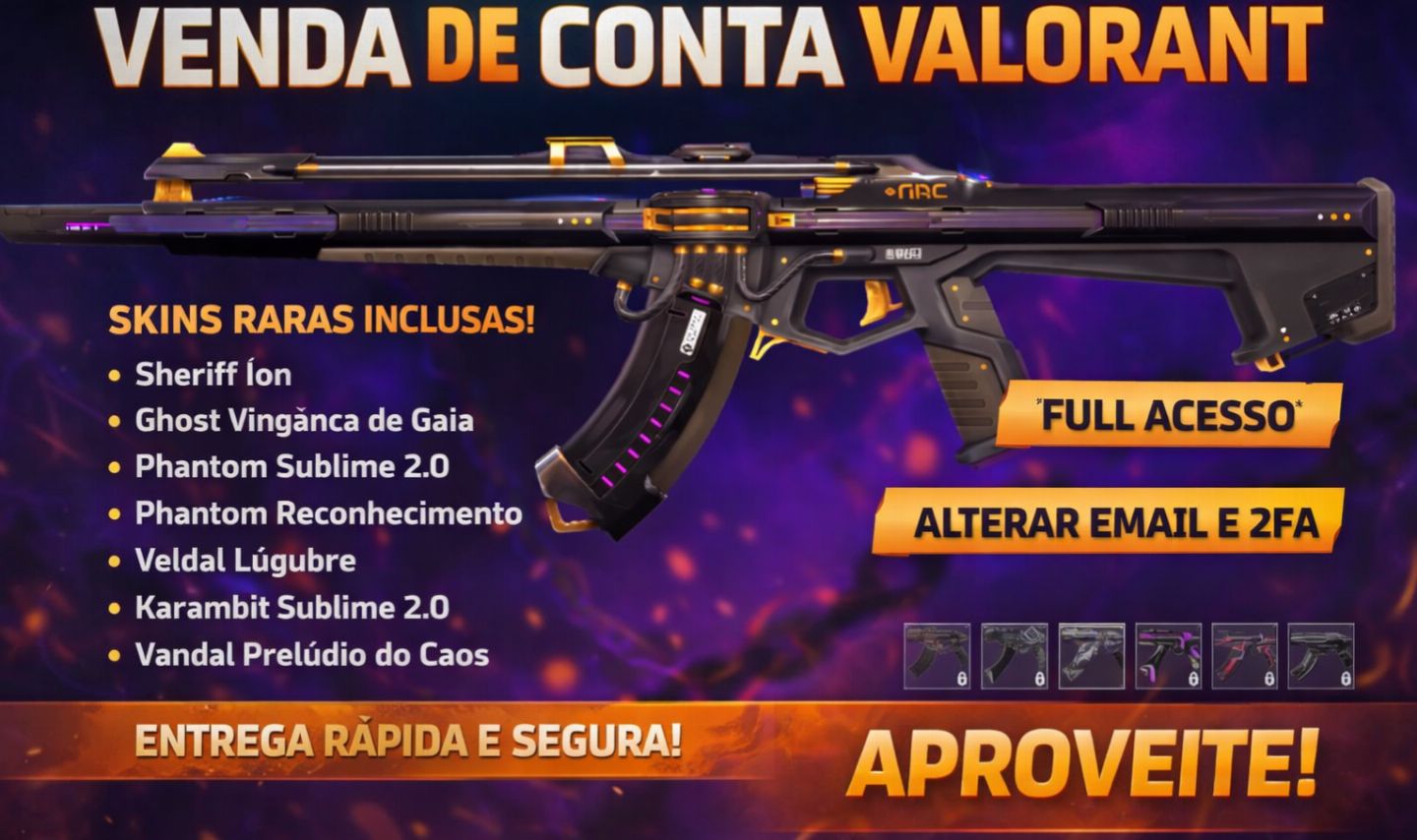 CONTA VALORANT COM SKINS RARAS FULL ACESSO