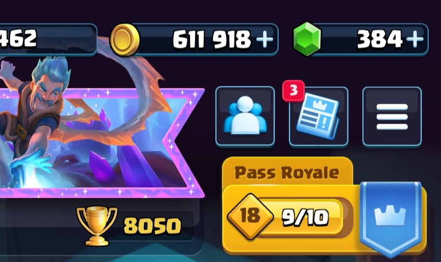 Clash royale 8k de troféus evoluções nas imagens.