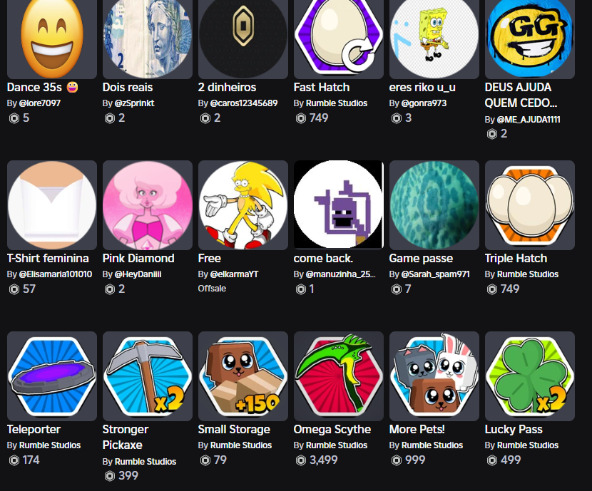 Conta de Roblox com varias skins na conta